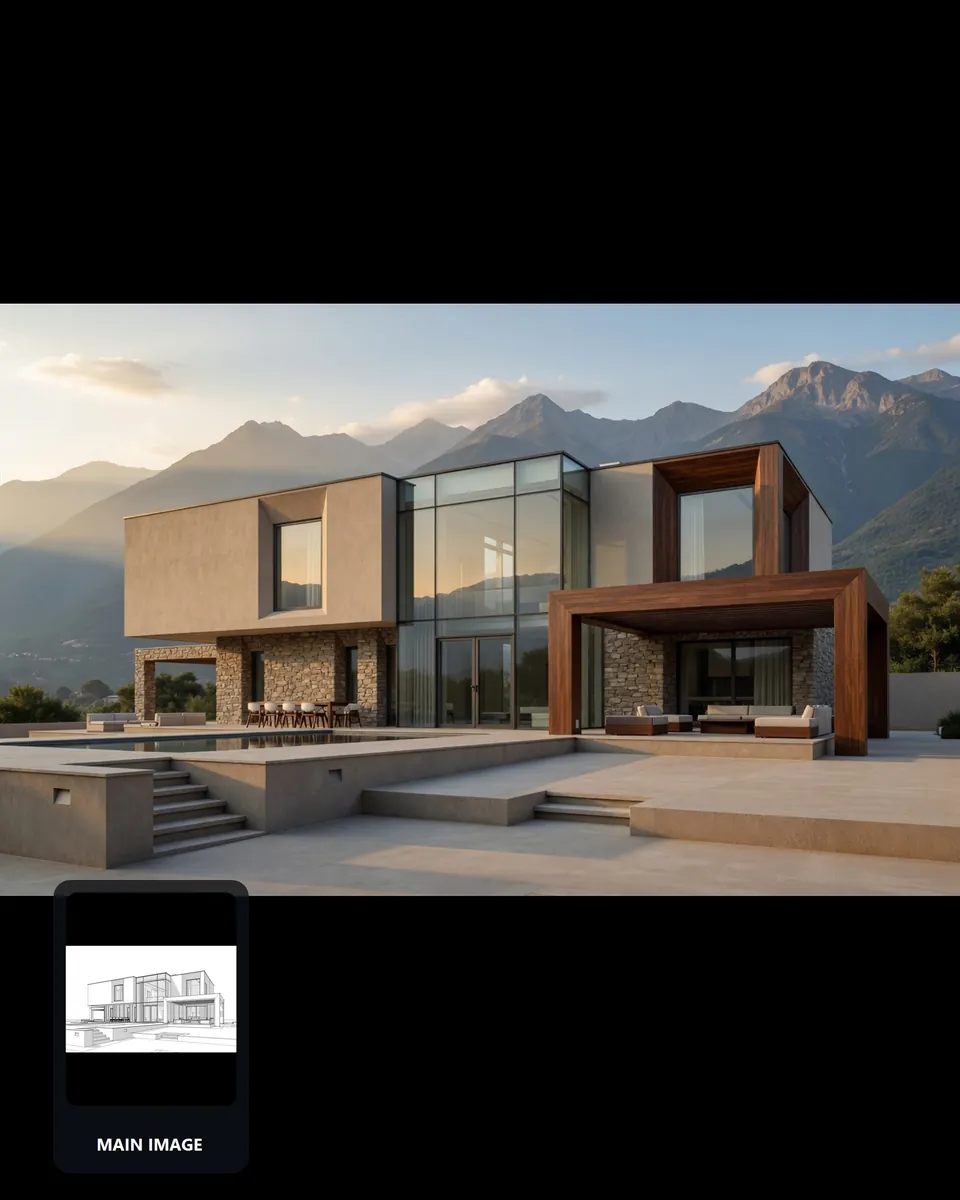 Image to render example: mountain residence